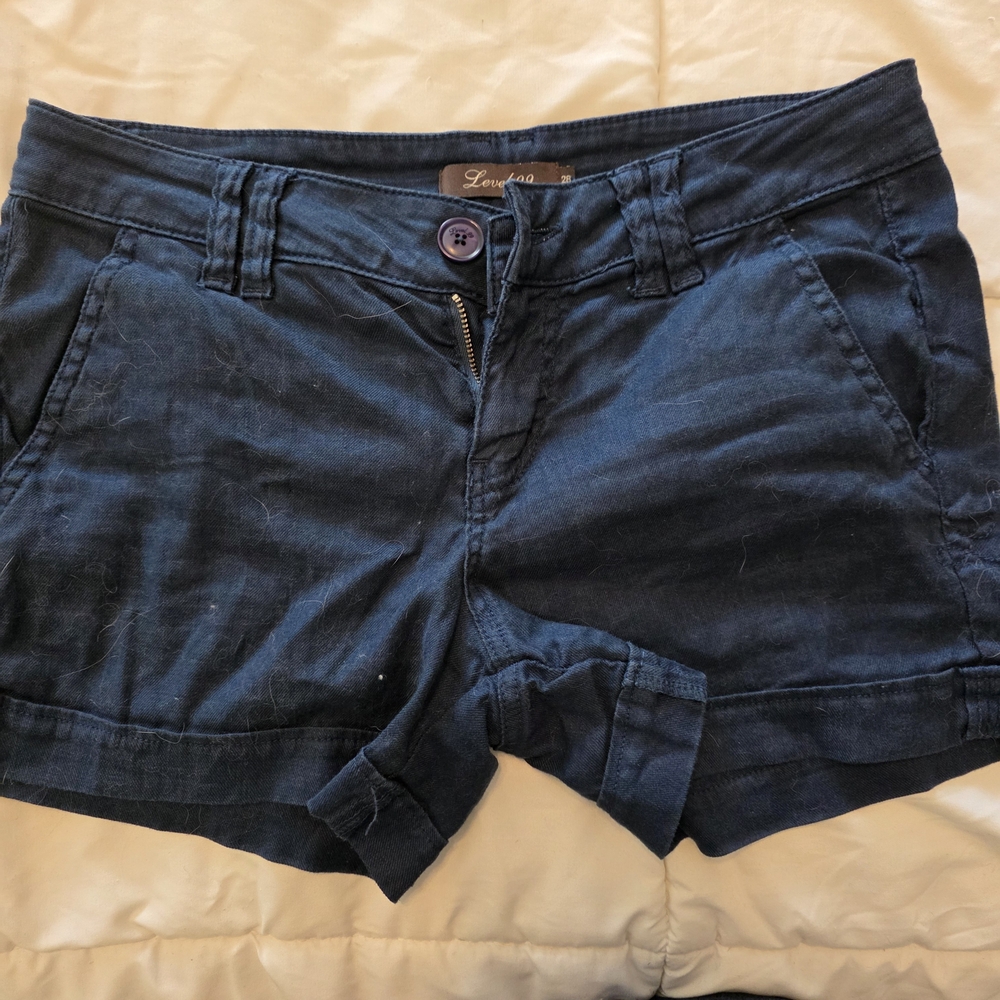 Linen Blue Women Shorts